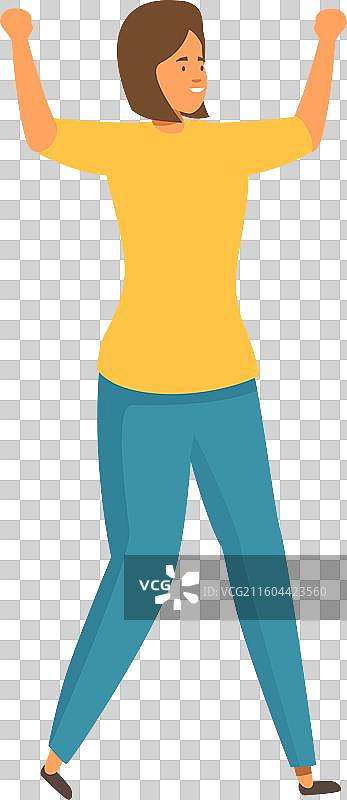 年轻女子举起手臂庆祝胜利图片素材