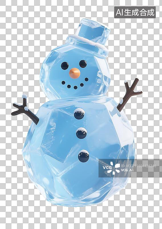 【AI数字艺术】雪人冰雕3D免抠元素图片素材