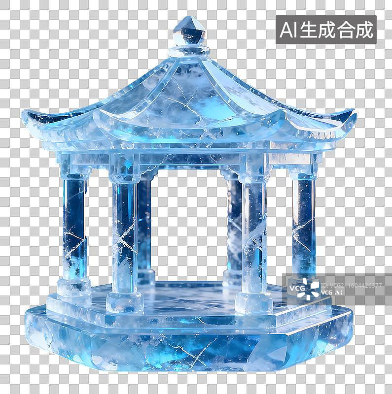 【AI数字艺术】亭子冰雕3D免抠元素图片素材