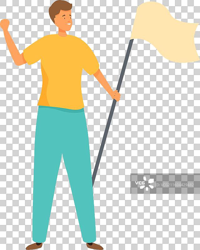 年轻人挥舞着白旗庆祝胜利图片素材