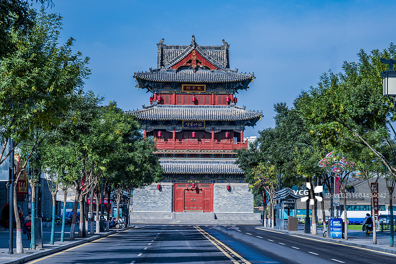 山西省大同市大同古城风光——明代木构阁楼式建筑太平楼图片素材