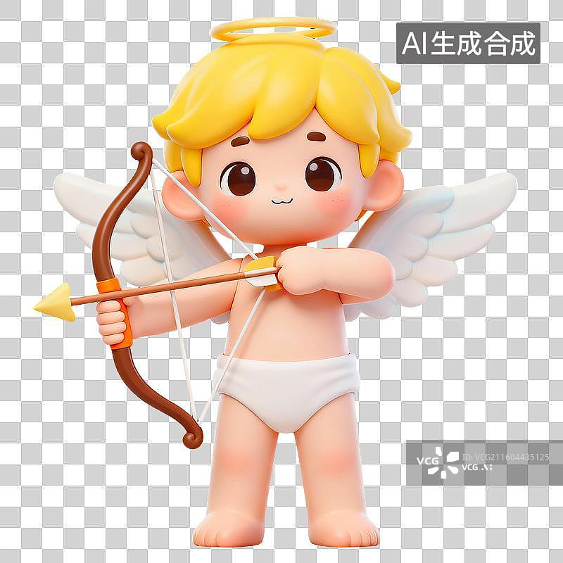 【AI数字艺术】3D拟物风格情人节膨胀风促销元素丘比特图片素材