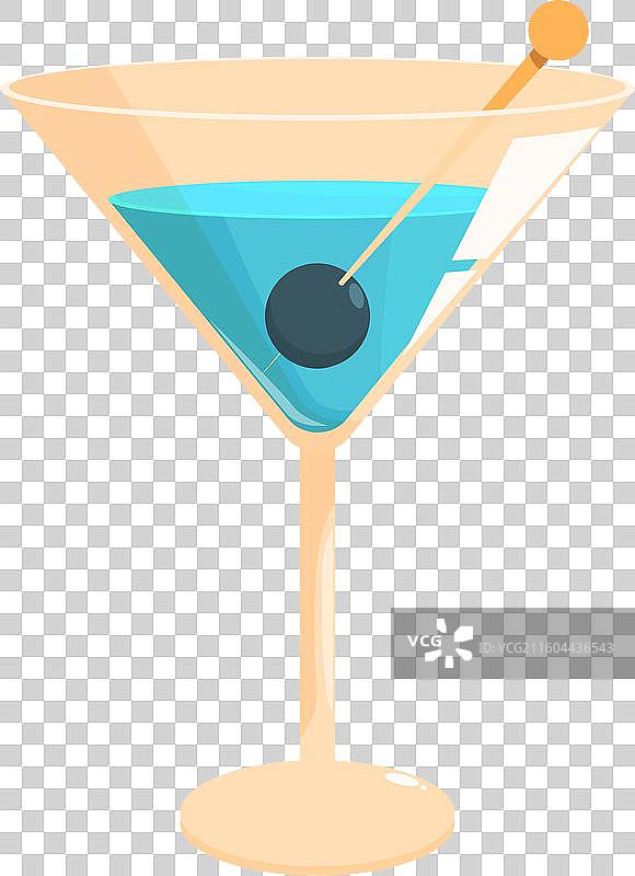 蓝色的马提尼鸡尾酒配橄榄图片素材