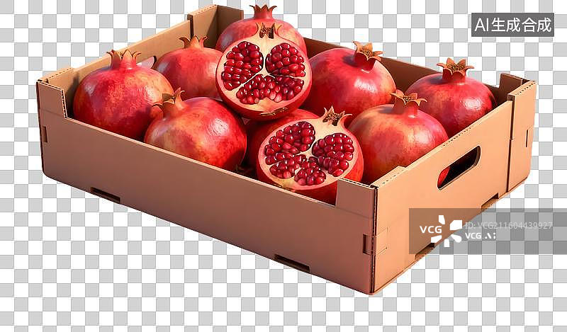 【AI数字艺术】新鲜石榴果实特写图片素材
