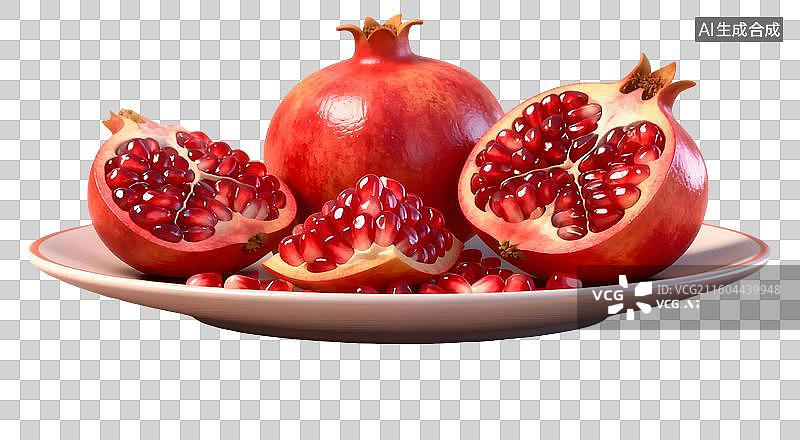 【AI数字艺术】新鲜石榴果实特写图片素材