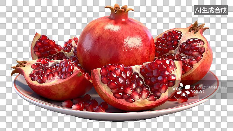 【AI数字艺术】新鲜石榴果实特写图片素材