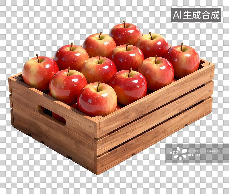【AI数字艺术】木筐里的红苹果图片素材