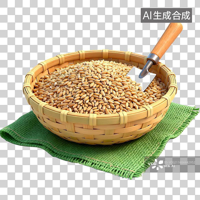 【AI数字艺术】竹篮中的全麦谷物图片素材