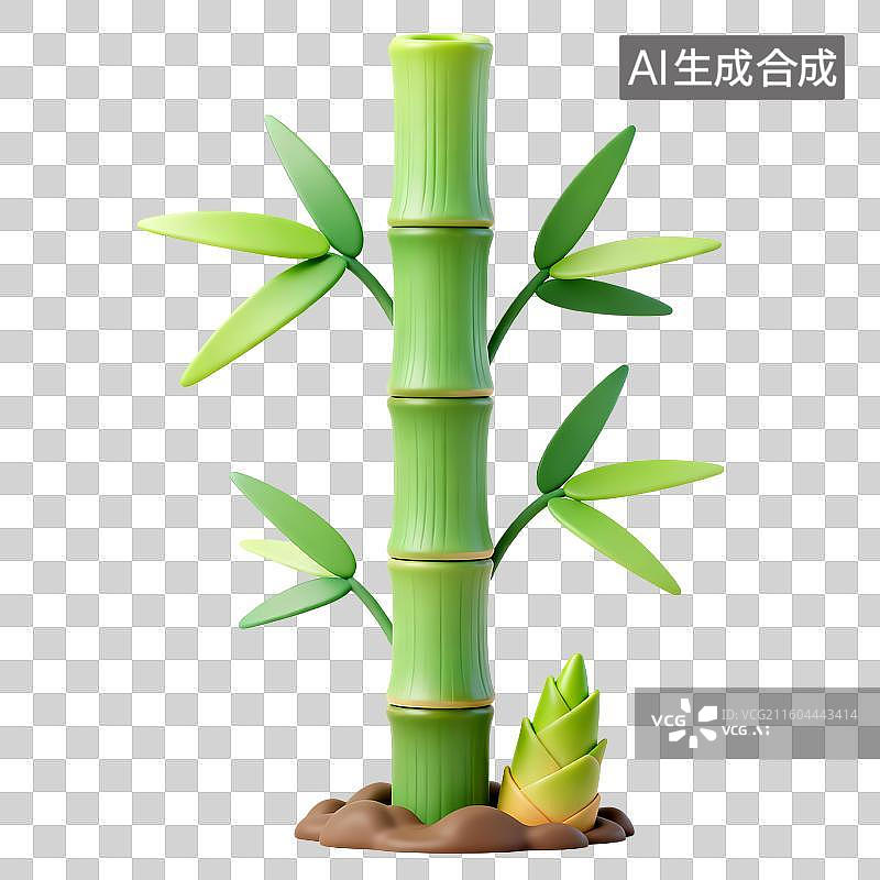 【AI数字艺术】卡通风格绿色竹子及笋图片素材