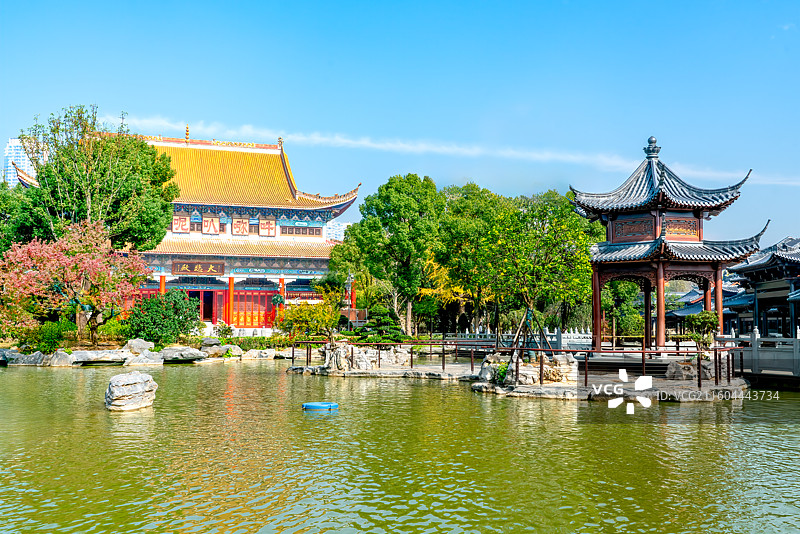 长沙古开福寺,开福文化公园,大悲殿,拜佛,祈福,水景图片素材