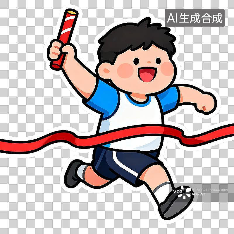 【AI数字艺术】体育运动   接力赛运动员 2D贴纸卡通插画风格 运动人物形象，体育锻炼 元素系列图片素材