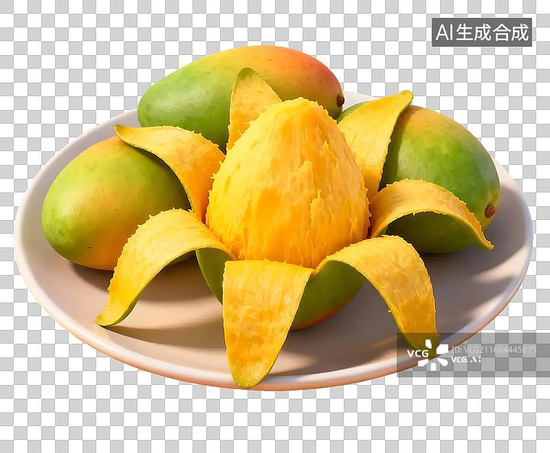 【AI数字艺术】新鲜芒果果盘特写图片素材