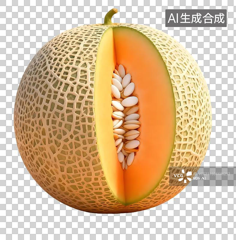 【AI数字艺术】网纹哈密瓜果实图片素材