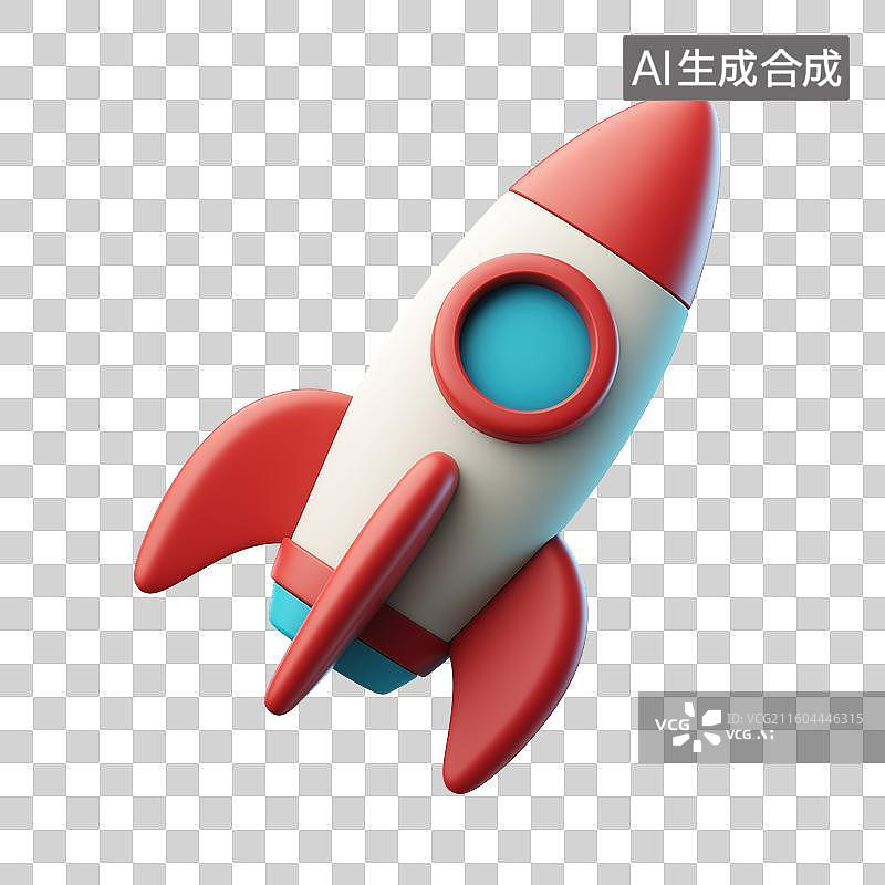 【AI数字艺术】红色白色火箭玩具模型图片素材