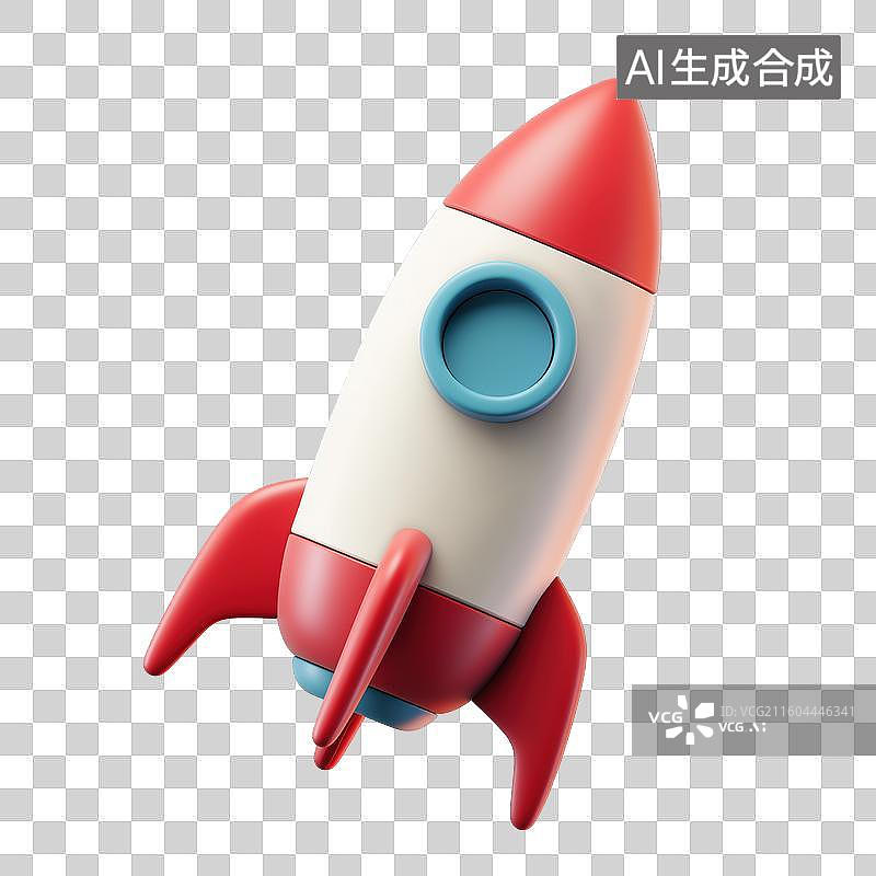 【AI数字艺术】红色白色火箭玩具模型图片素材