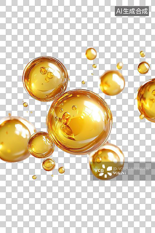 【AI数字艺术】金色液体油滴悬浮图图片素材