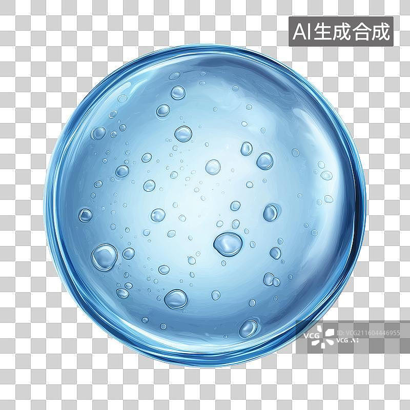 【AI数字艺术】透明蓝色液滴特写图片素材