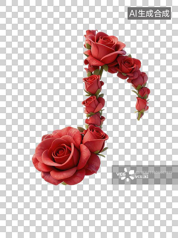 【AI数字艺术】花朵组成的音乐符号插画图片素材