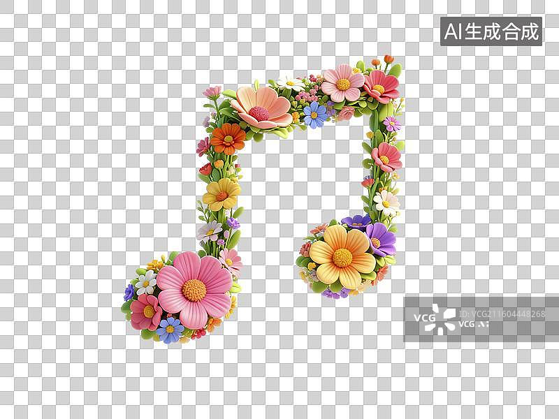【AI数字艺术】花朵组成的音乐符号插画图片素材