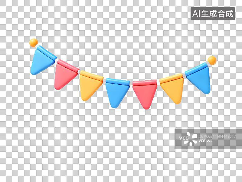 【AI数字艺术】3D生日节日彩旗装饰免扣元素图片素材