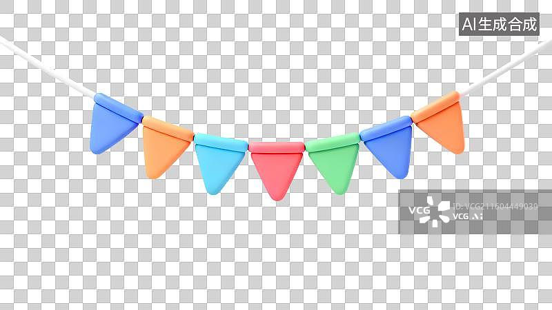【AI数字艺术】3D生日节日彩旗装饰免扣元素图片素材
