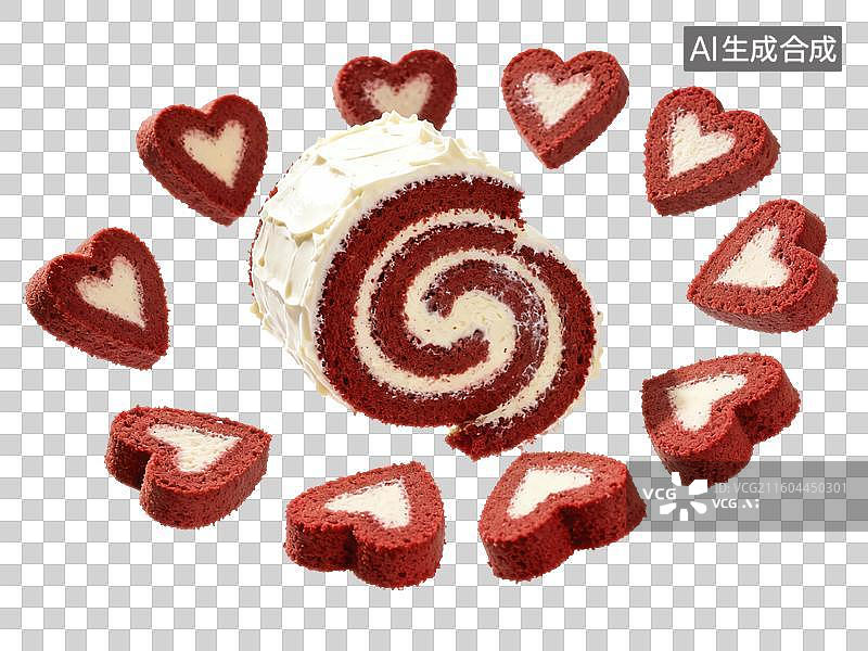 【AI数字艺术】红丝绒蛋糕插画元素图片素材