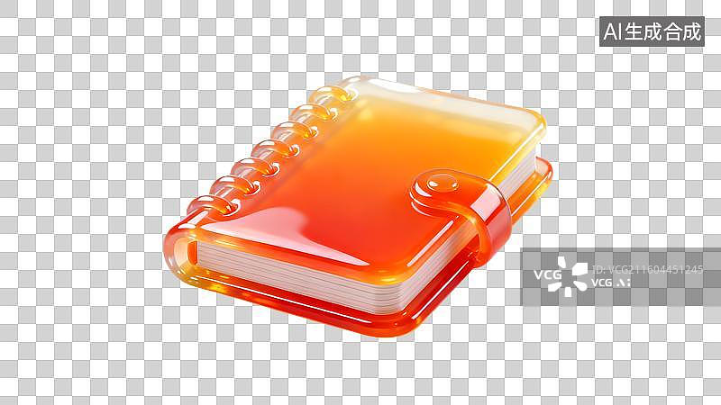 【AI数字艺术】透明封面螺旋笔记本  渐变色透明笔记本，手账本图片素材