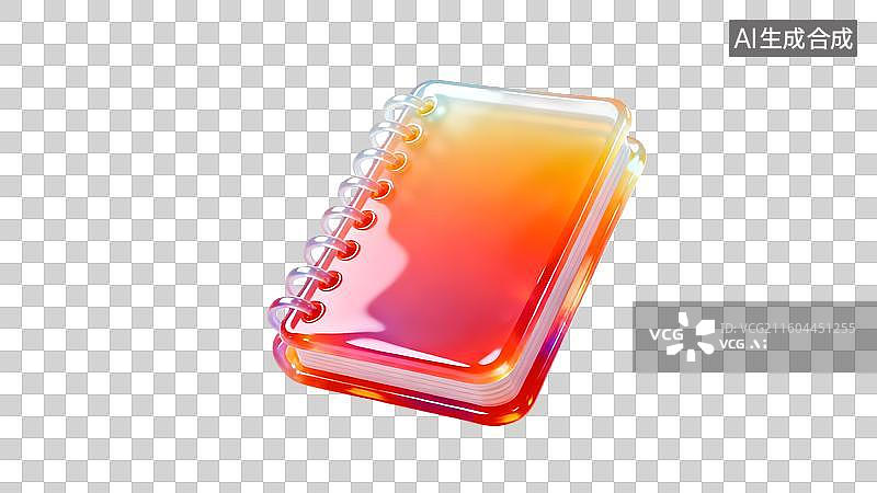 【AI数字艺术】透明封面螺旋笔记本  渐变色透明笔记本，手账本图片素材