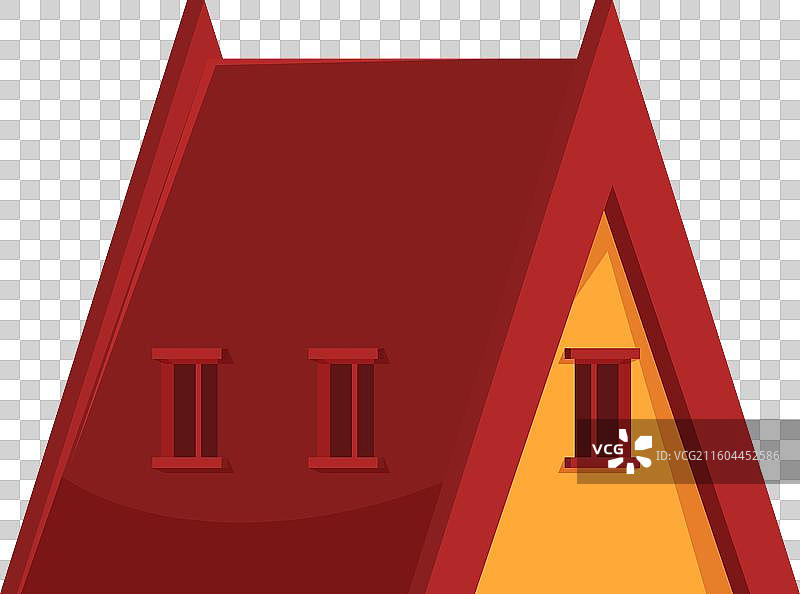 红色的尖屋顶，带有阁楼窗户，覆盖着图片素材