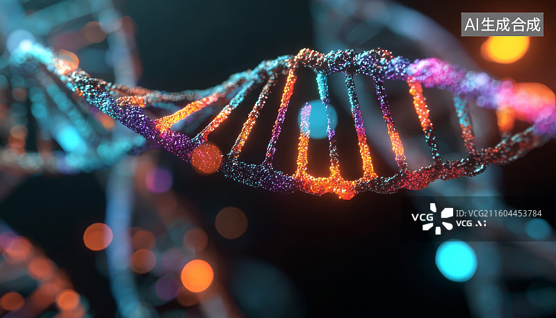 【AI数字艺术】双螺旋DNA分子结构图图片素材