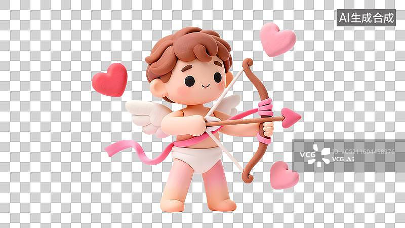 【AI数字艺术】丘比特爱神  可爱丘比特手持爱心弓箭形象图片素材