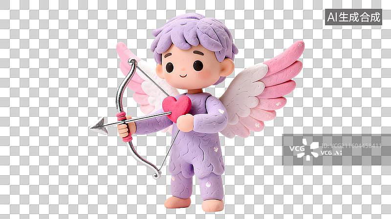 【AI数字艺术】丘比特爱神  可爱丘比特手持爱心弓箭形象图片素材