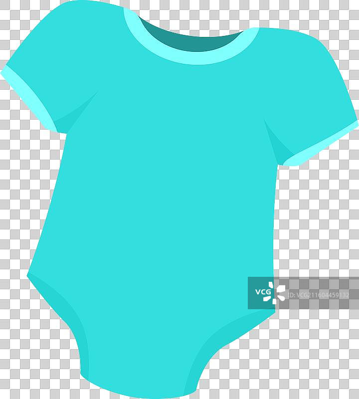 孤立在白色的绿松石色婴儿连体衣图片素材