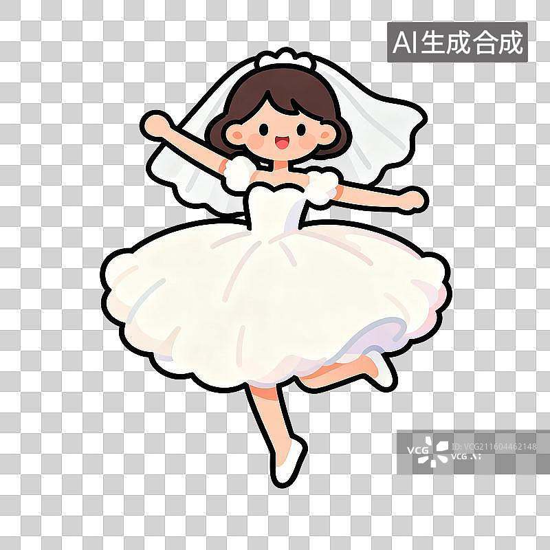【AI数字艺术】穿着白色婚纱欢快跳舞的新娘图片素材