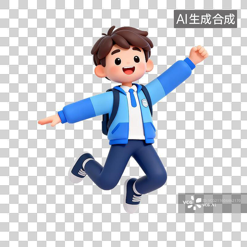 【AI数字艺术】欢快跳跃的年轻学生图片素材