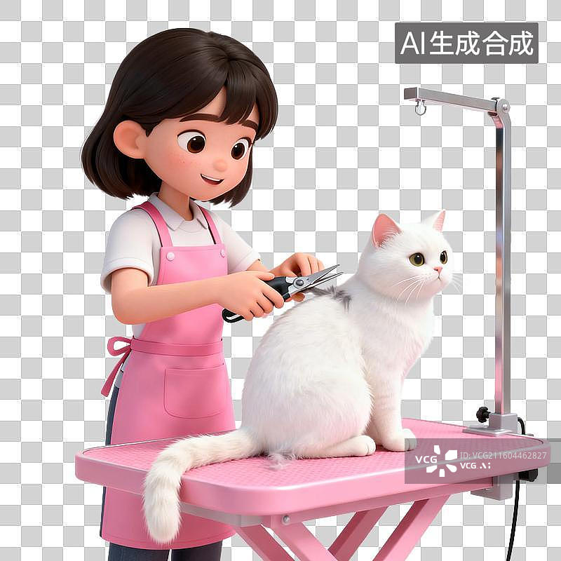【AI数字艺术】给白色猫咪进行美容护理图片素材