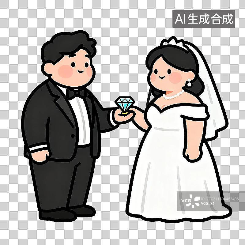 【AI数字艺术】新人交换婚戒的温馨场景图片素材