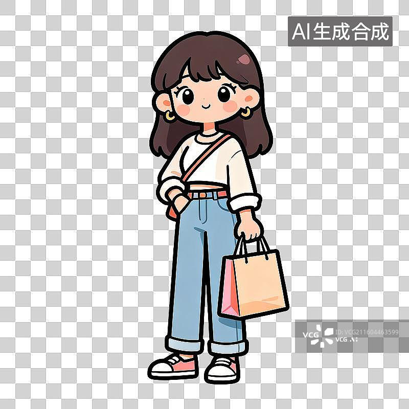 【AI数字艺术】时尚休闲购物的年轻女性图片素材