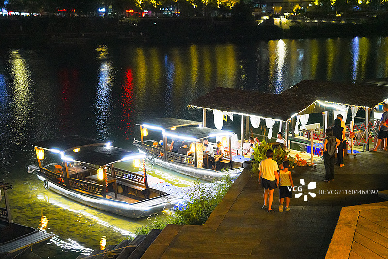 浙江省丽水市龙泉市，西街，夜景图片素材