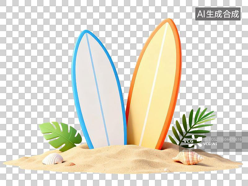 【AI数字艺术】沙滩上的两块冲浪板图片素材