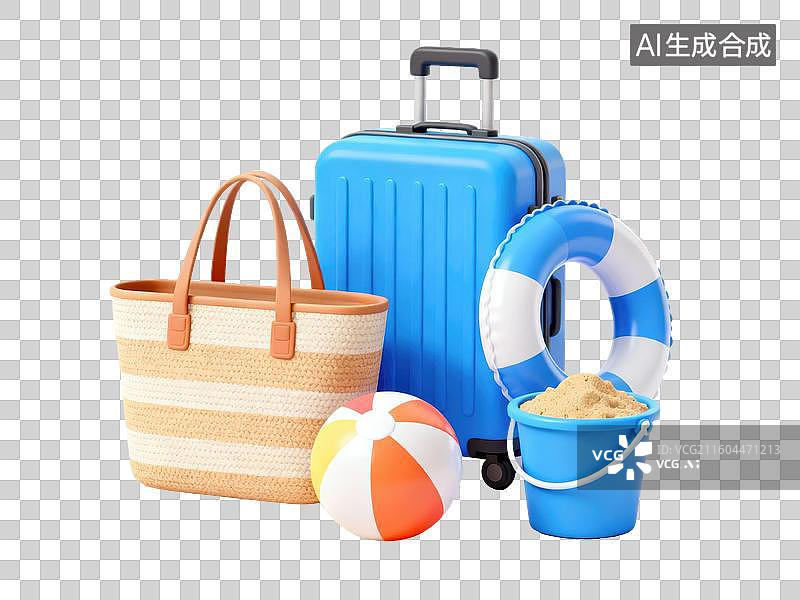 【AI数字艺术】海滩旅行用品组合图片素材