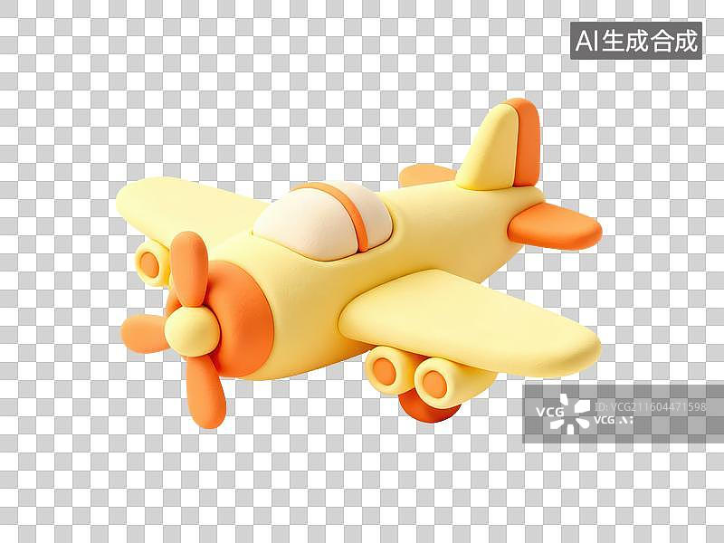 【AI数字艺术】黄色玩具飞机模型图片素材