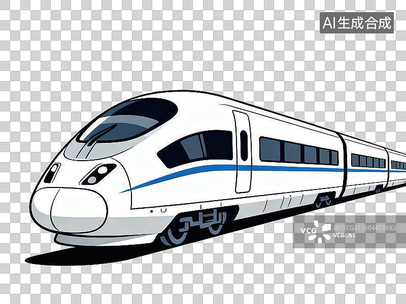 【AI数字艺术】白色高速列车侧面图图片素材