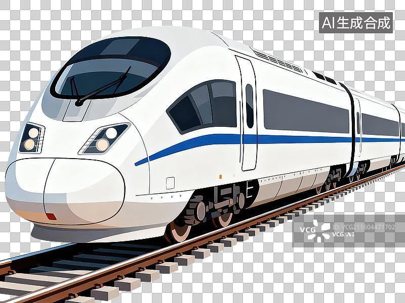 【AI数字艺术】高速列车行驶在铁轨上图片素材