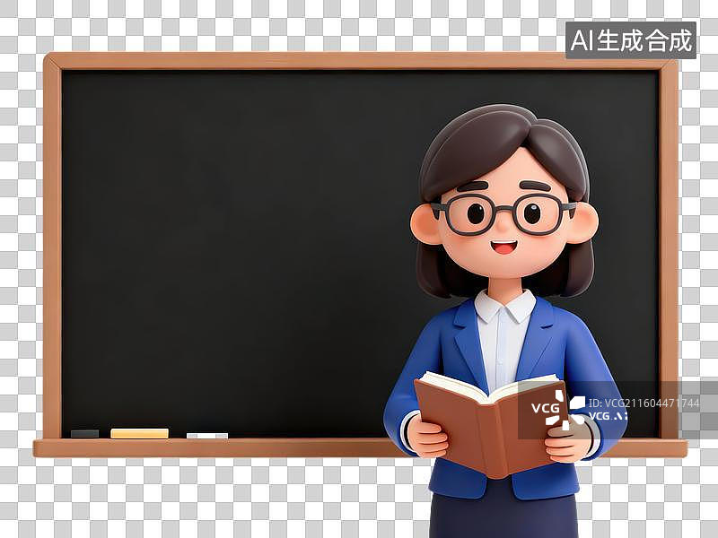【AI数字艺术】教师在教室前阅读书籍图片素材