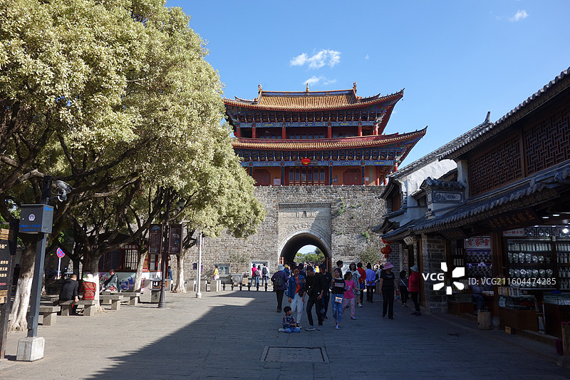 云南省大理州大理市大理古城：南门城楼文献名邦图片素材