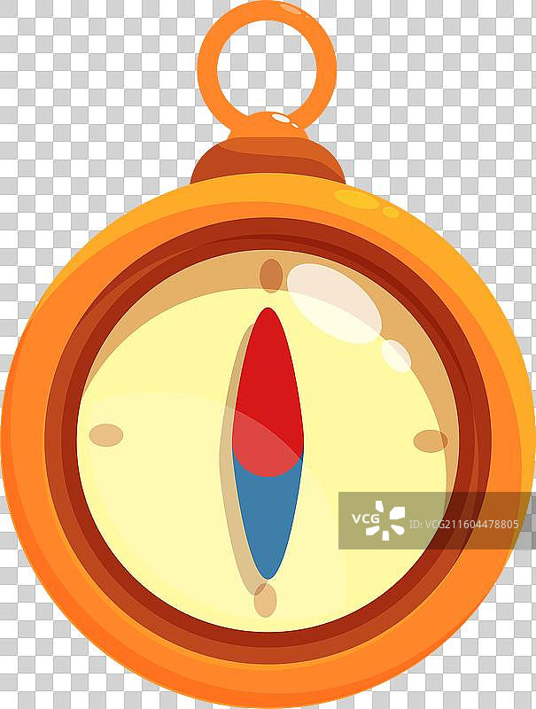 卡通风格的指南针指向北方，带有红色图片素材