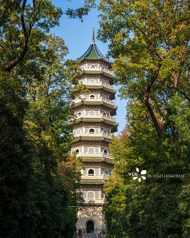 南京灵谷寺灵谷塔秋景图片素材