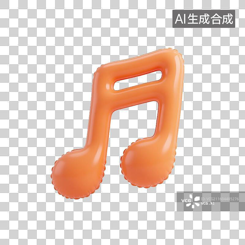 【AI数字艺术】3D渲染，充气膨胀风格，卡通音符，音符，音乐，旋律，免抠元素图片素材