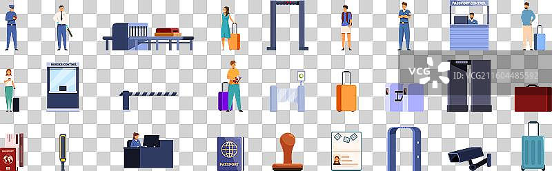 护照边境管制图标集 机场图片素材